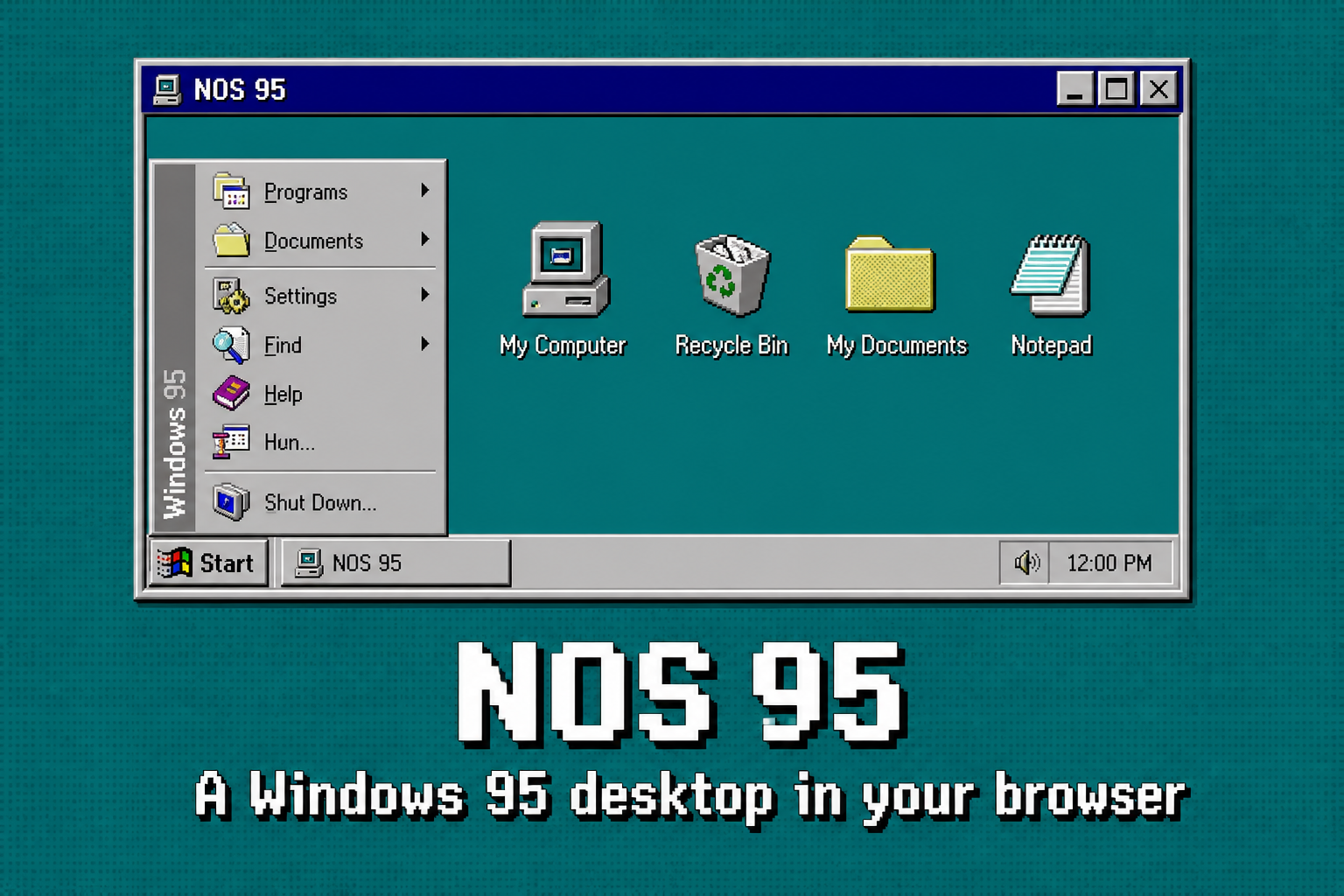 NOS 95 Windows 95-style desktop online